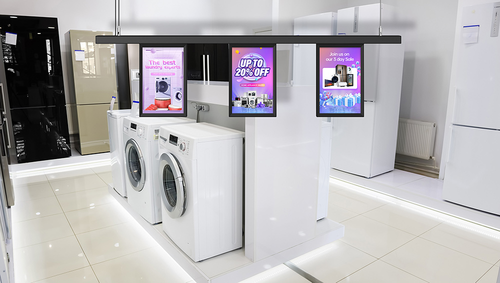 advertising screen in appliance store