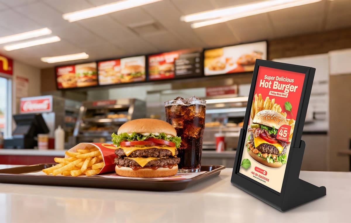اللافتات الرقمية LCD في مطاعم الخدمة السريعة.jpg
