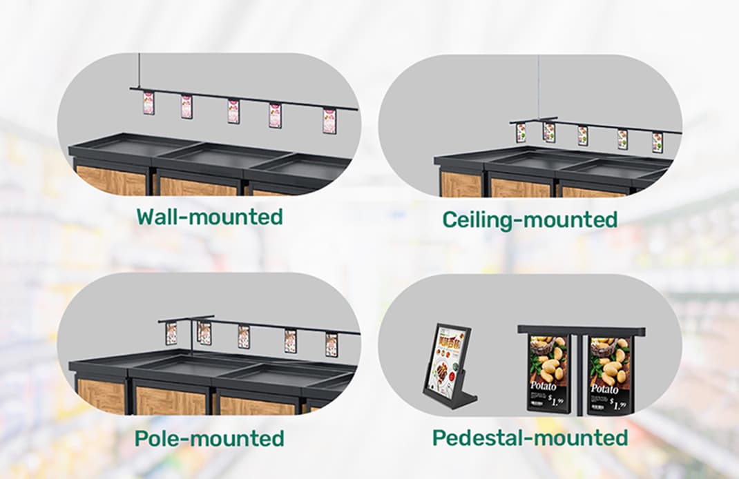 شاشة إعلانات رقمية معلّقة للتعليق مقاس 10.1 بوصة